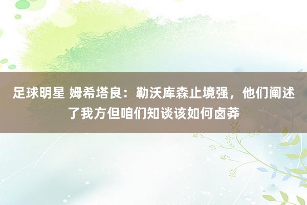 足球明星 姆希塔良：勒沃库森止境强，他们阐述了我方但咱们知谈该如何卤莽