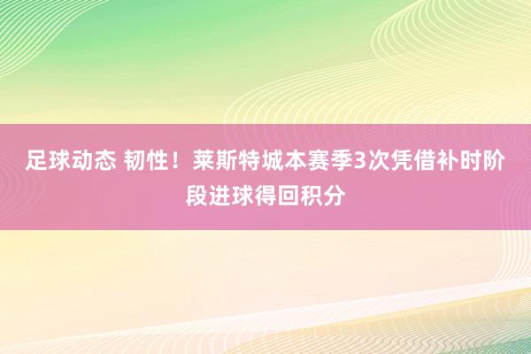 足球动态 韧性！莱斯特城本赛季3次凭借补时阶段进球得回积分