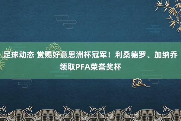 足球动态 赏赐好意思洲杯冠军！利桑德罗、加纳乔领取PFA荣誉奖杯